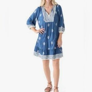 NEW W TAGS Blue Medallion Lucky Brand Women's Peasant Mini Dress SMALL